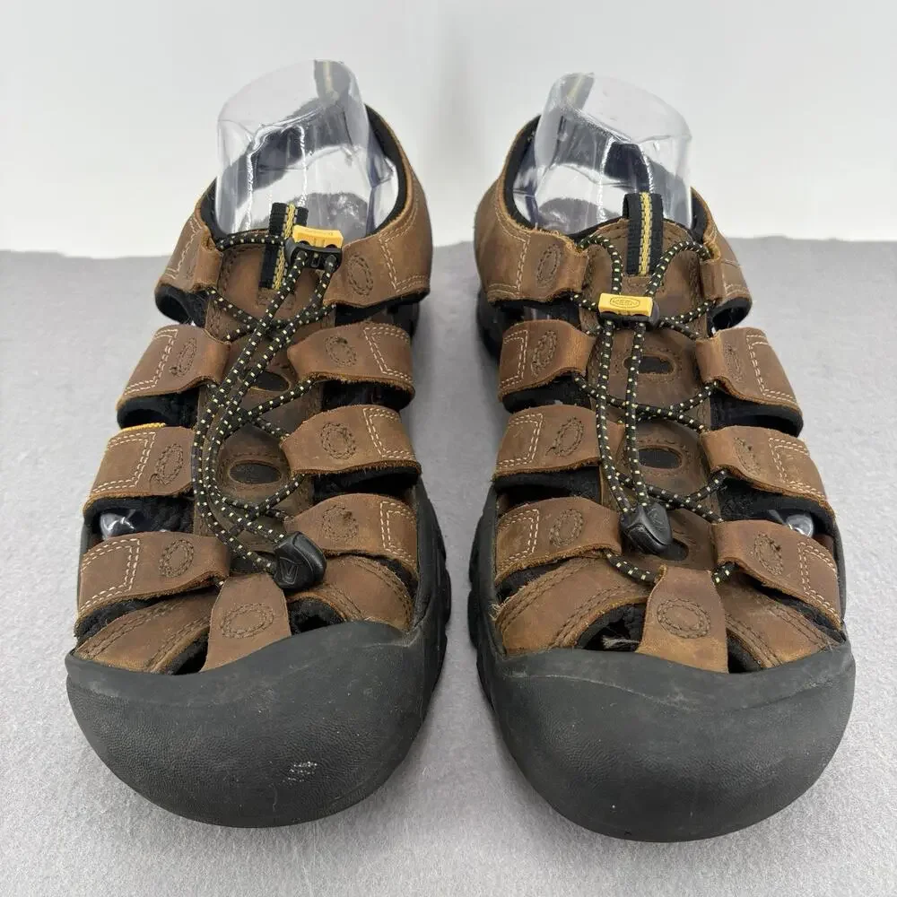 KEEN Newport Bison Brown Leather Waterproof Hiking Sandals Mens Sz 12.5 1001870